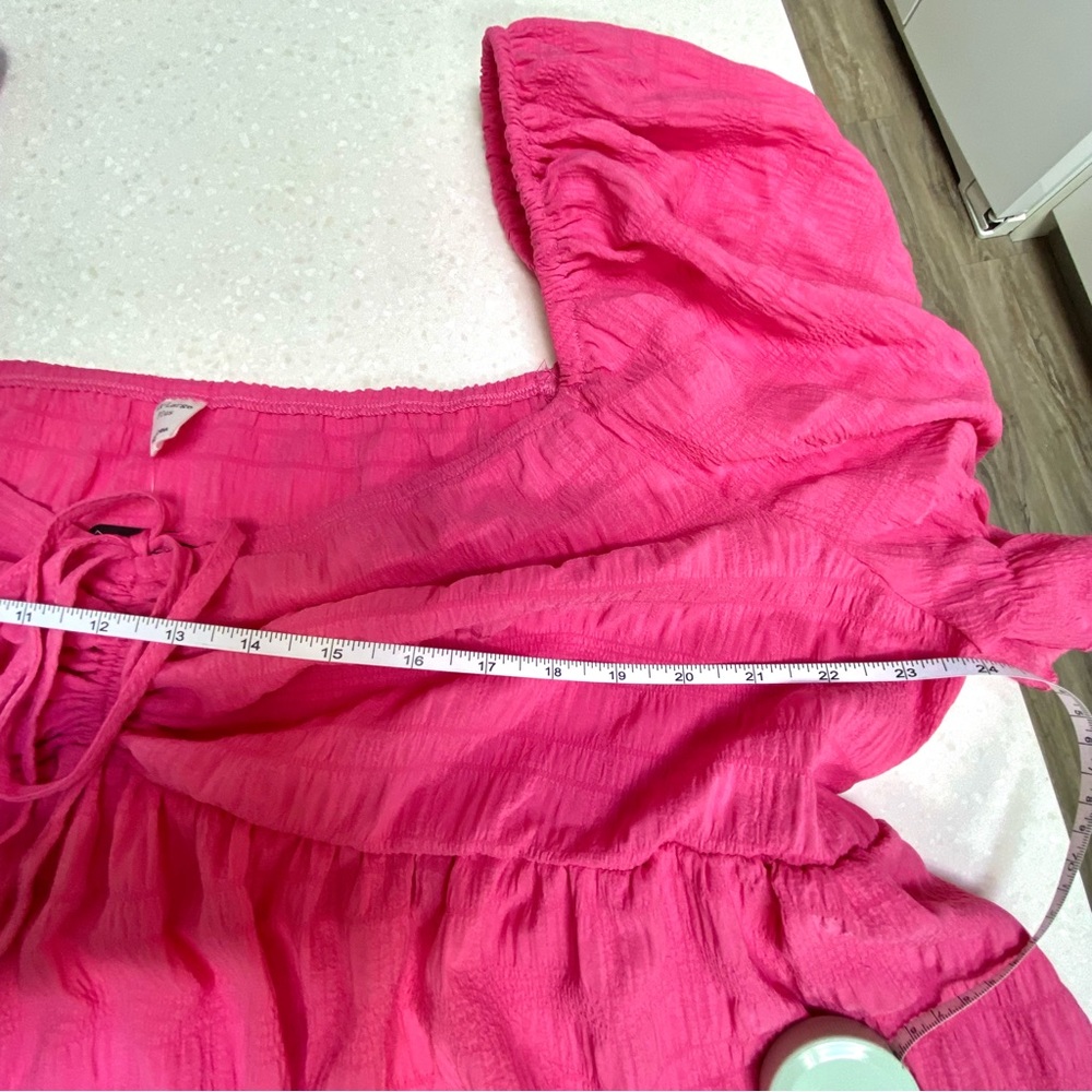 Barbiecore w Puff sleeves boho pink dress with doll shabby chic vibe - Picture 13 of 13